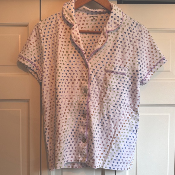 Roller Rabbit disco heart polo pajamas top rainbow hearts short sleeve - Picture 3 of 7